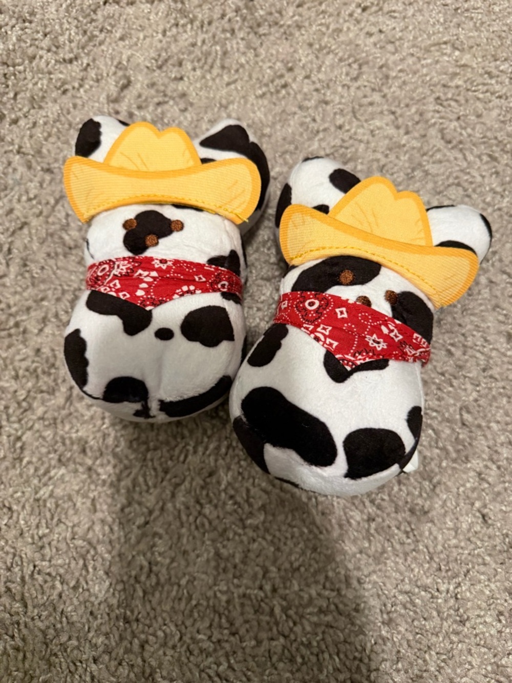 Cow Print PEEPS Plush with Yellow Cowboy Hats x2- nwot